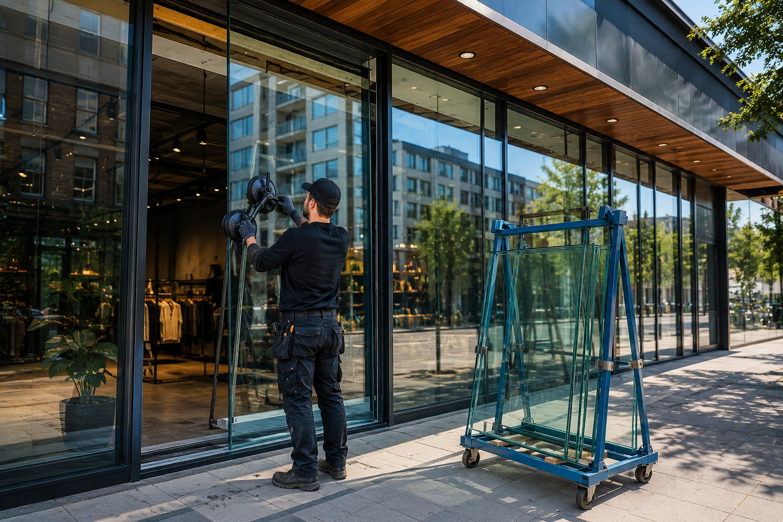 Butikkfront i glass i Oslo